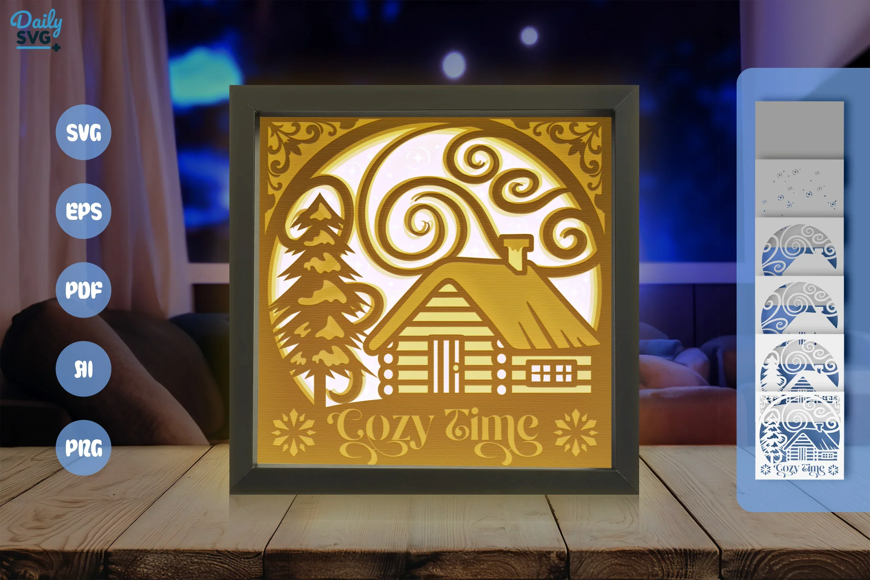 Winter Cabin White Papercut SVG Bundle - Image 3