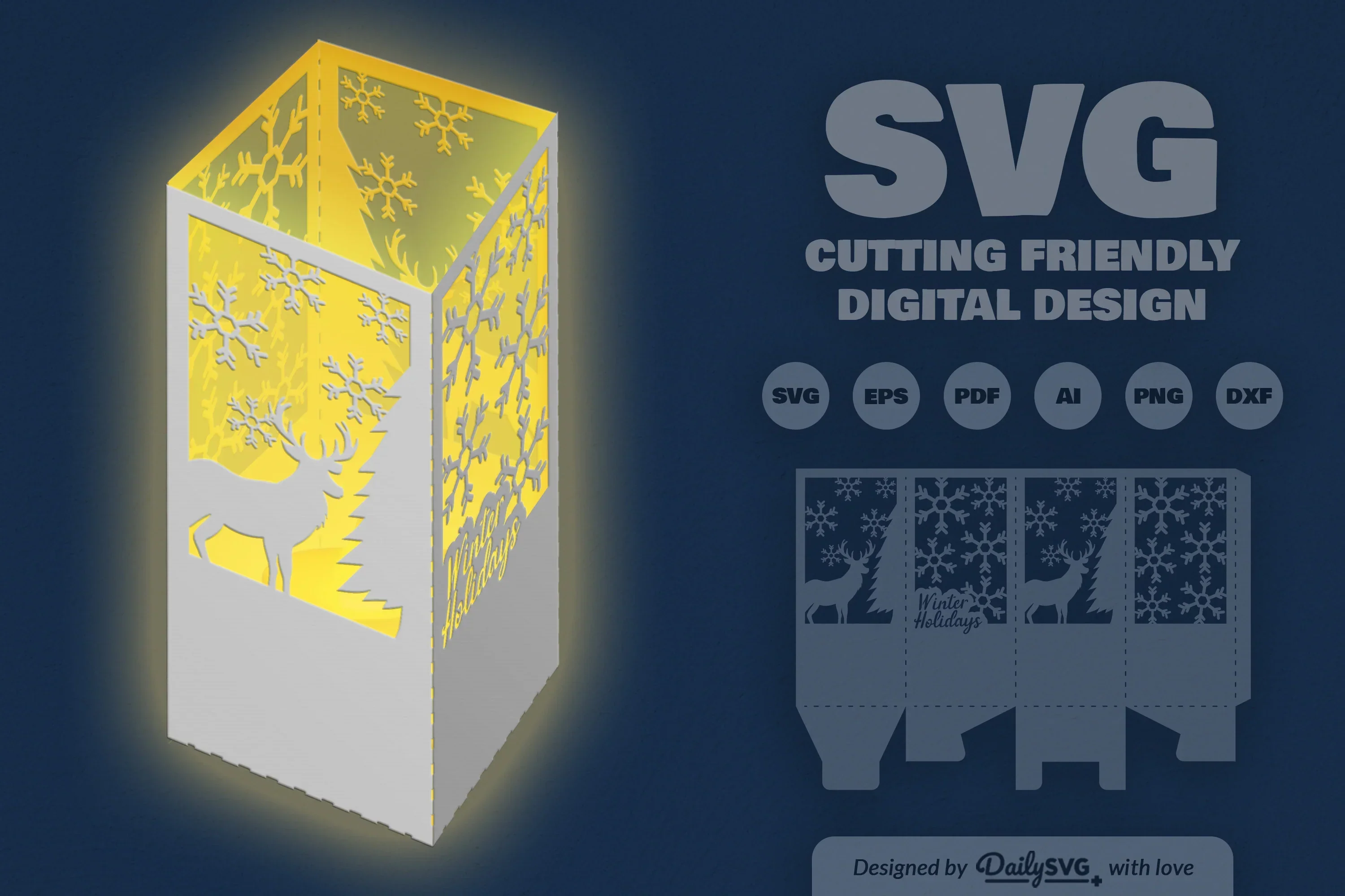Winter Deer Christmas Papercut SVG Bundle - Image 2