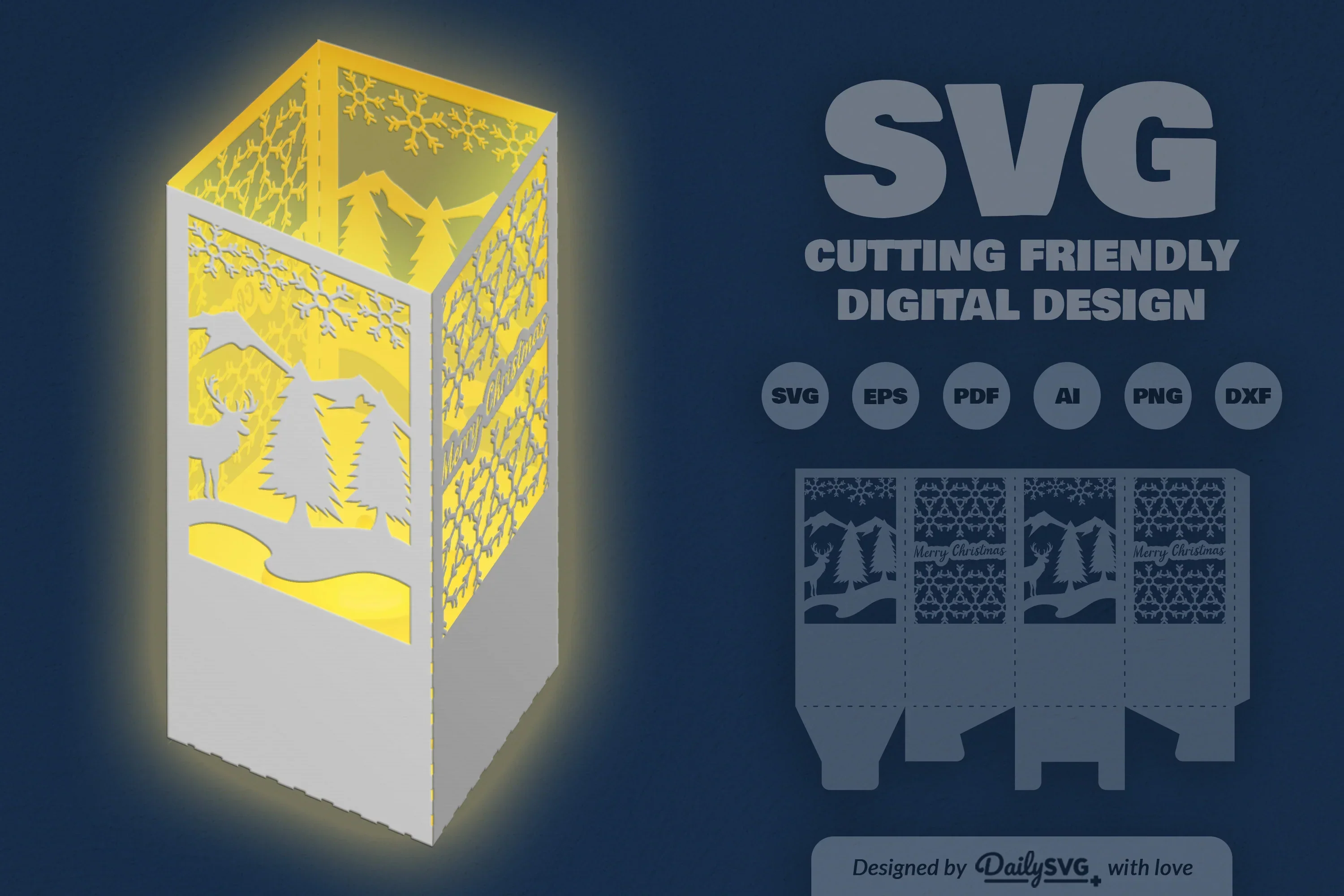 Winter Deer Christmas Papercut SVG Bundle - Image 2