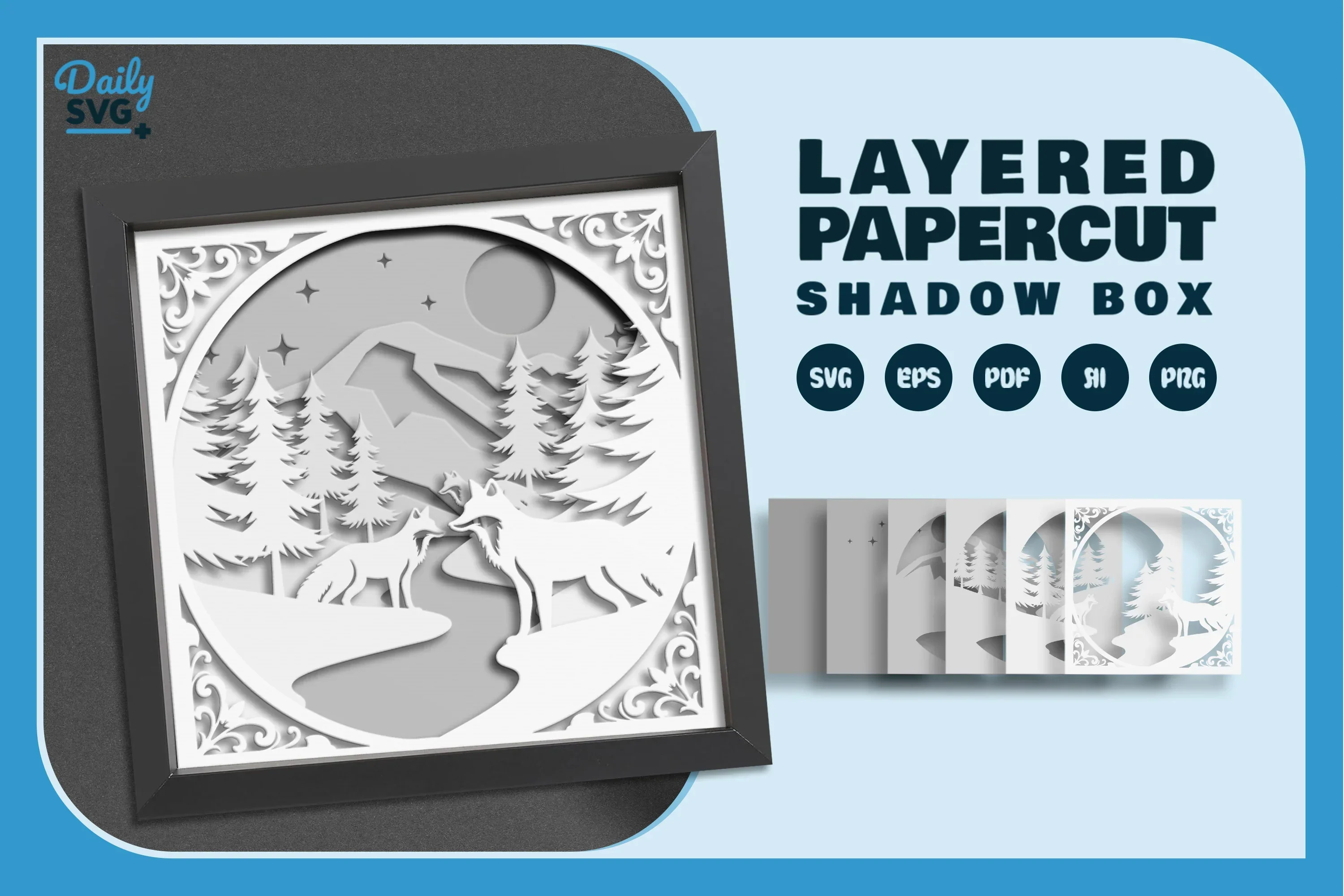 Winter Fox White Papercut SVG Bundle - Image 2