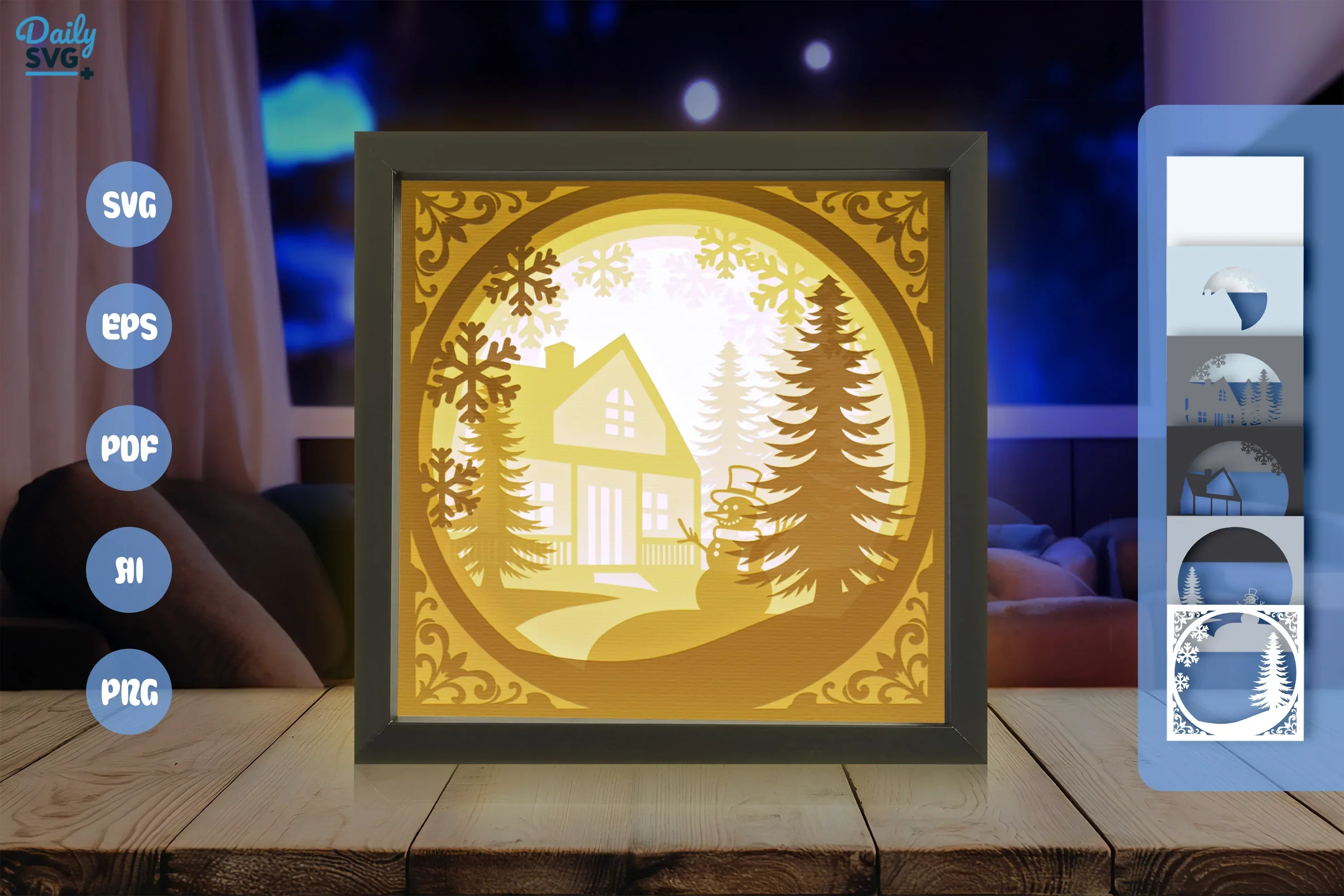 Winter House Papercut SVG Bundle - Image 3