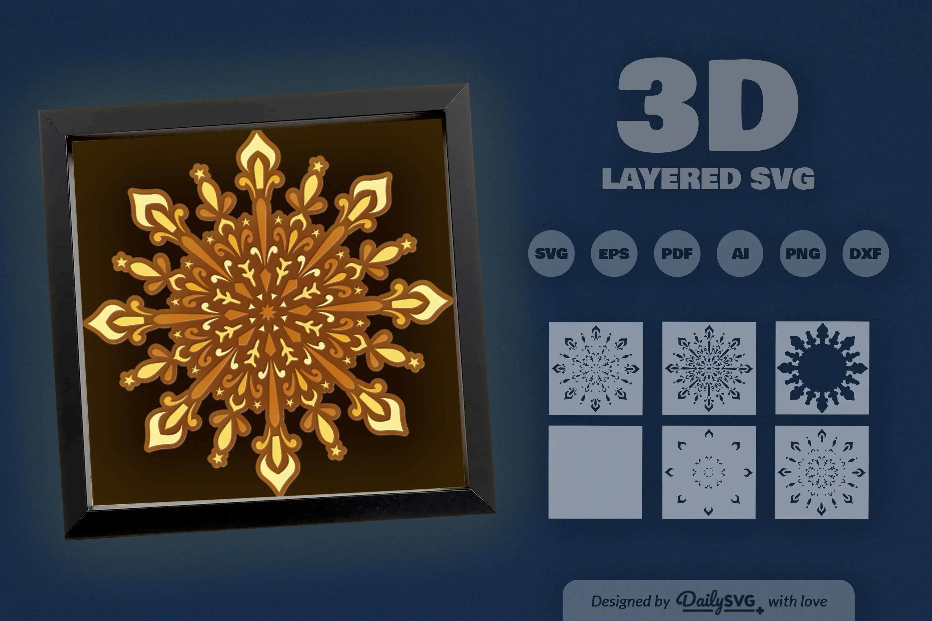 Winter Mandala Papercut SVG Bundle - Image 3