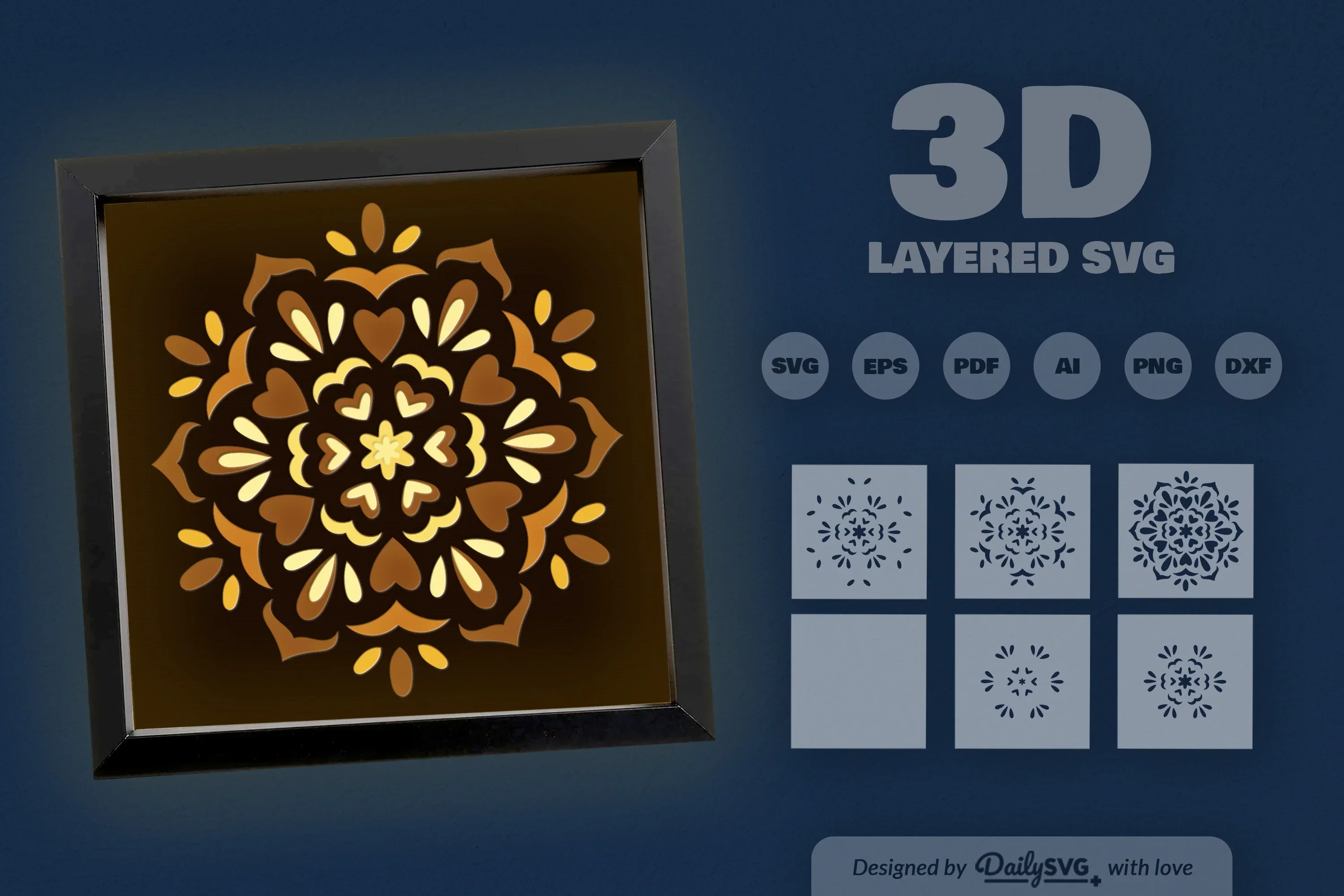 Winter Mandala Snow Papercut SVG Bundle - Image 3