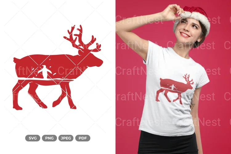 Winter Reindeer Scene Clipart Bundle