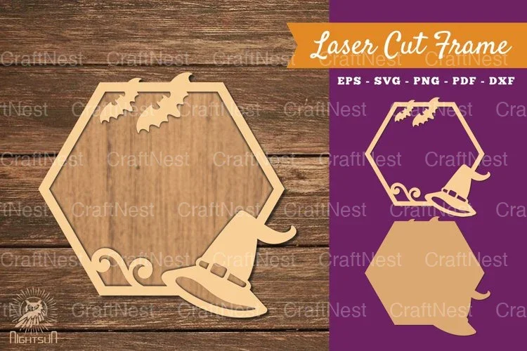 Witch Hat Laser Cut Frame Clipart Bundle