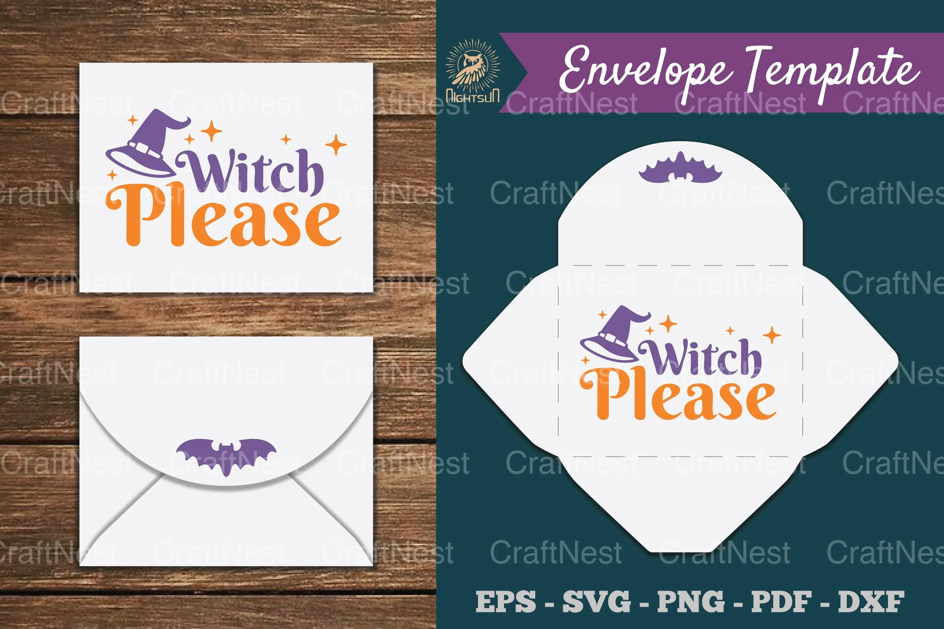 Witch Please Envelope Template SVG Bundle