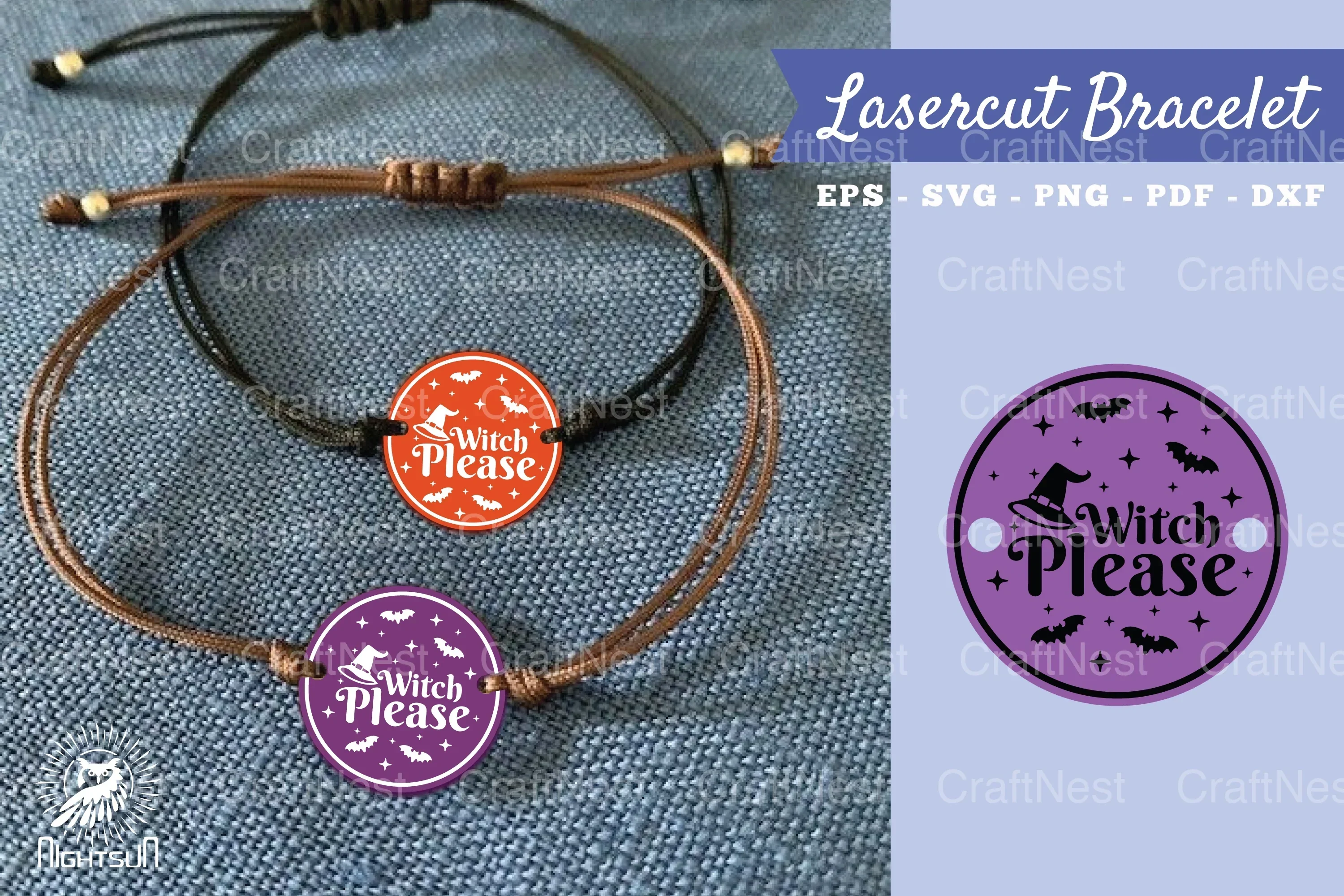 Witch Please Laser Cut Bracelet SVG Design Bundle
