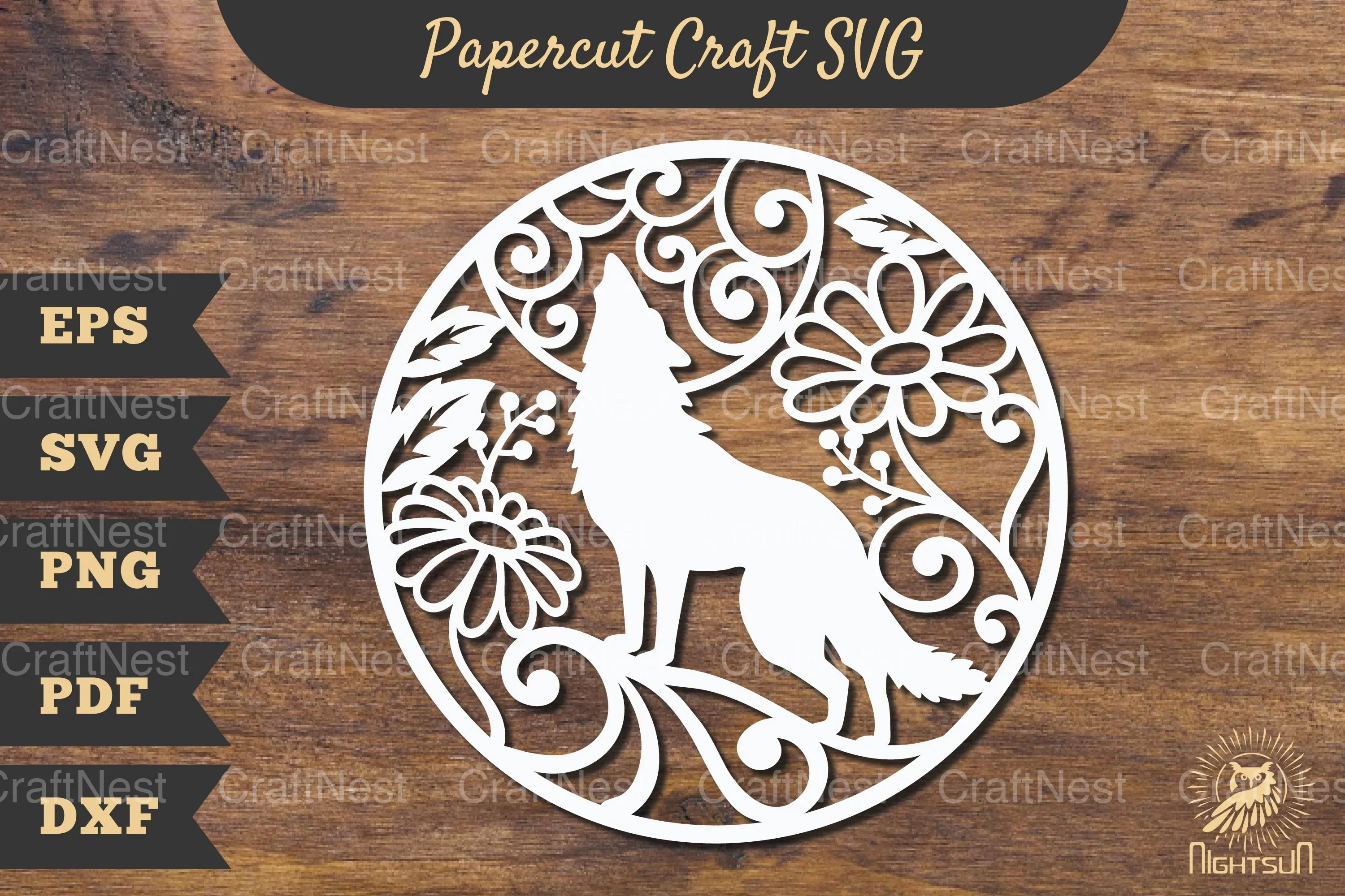 Wolf Papercut Craft SVG Bundle
