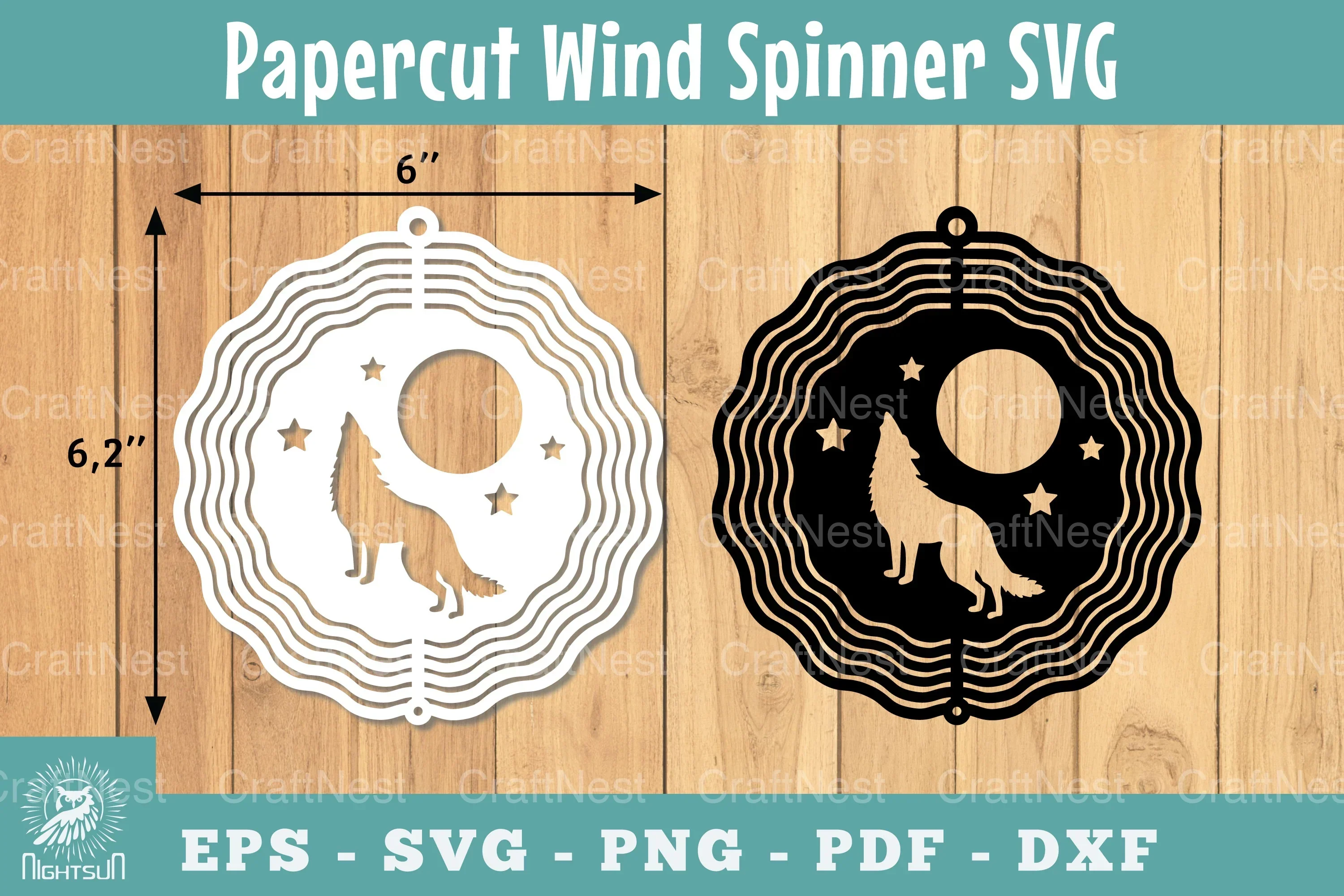 Wolf Papercut Wind Spinner SVG Bundle