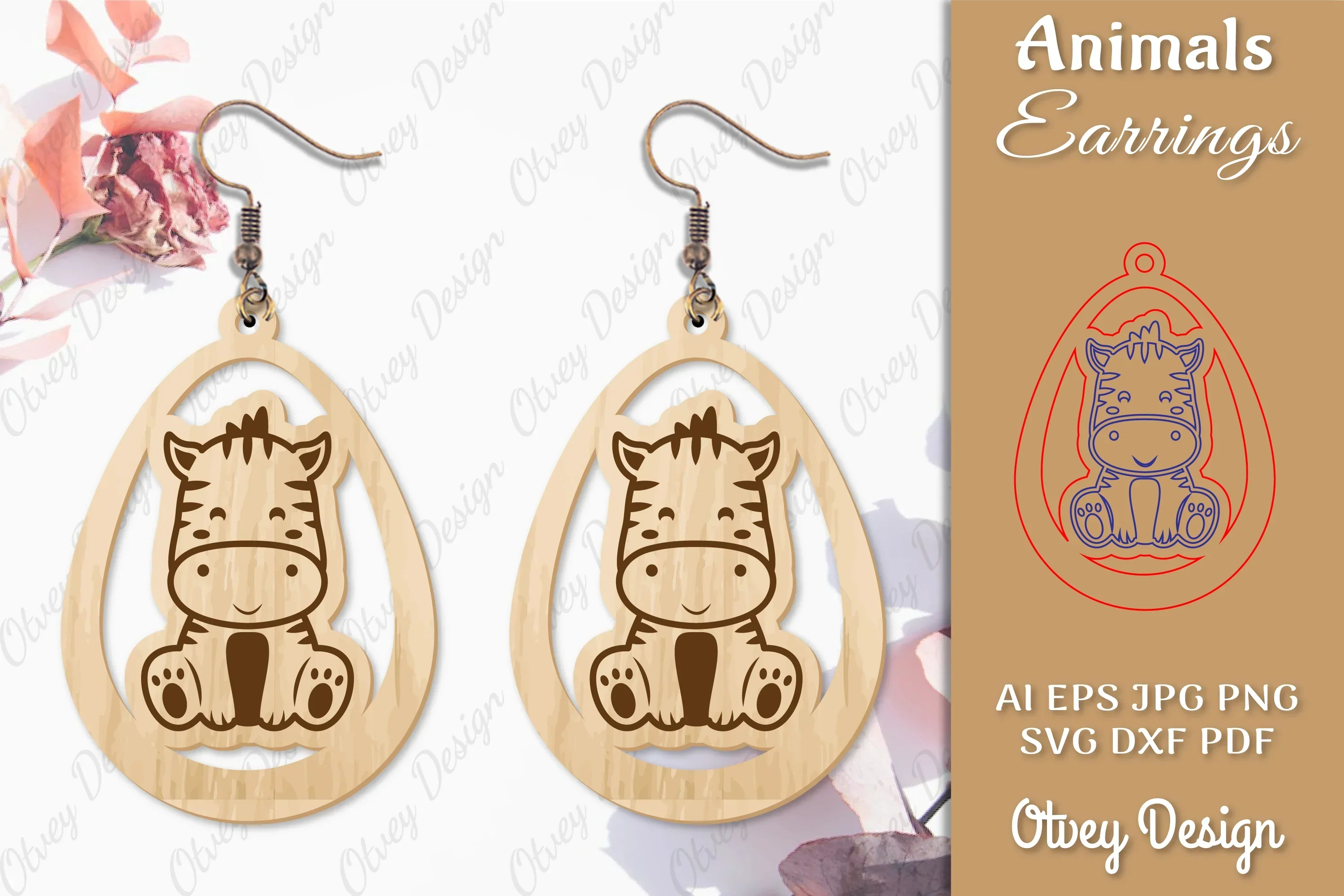 Zebra Animal Earrings Lasercut SVG Bundle