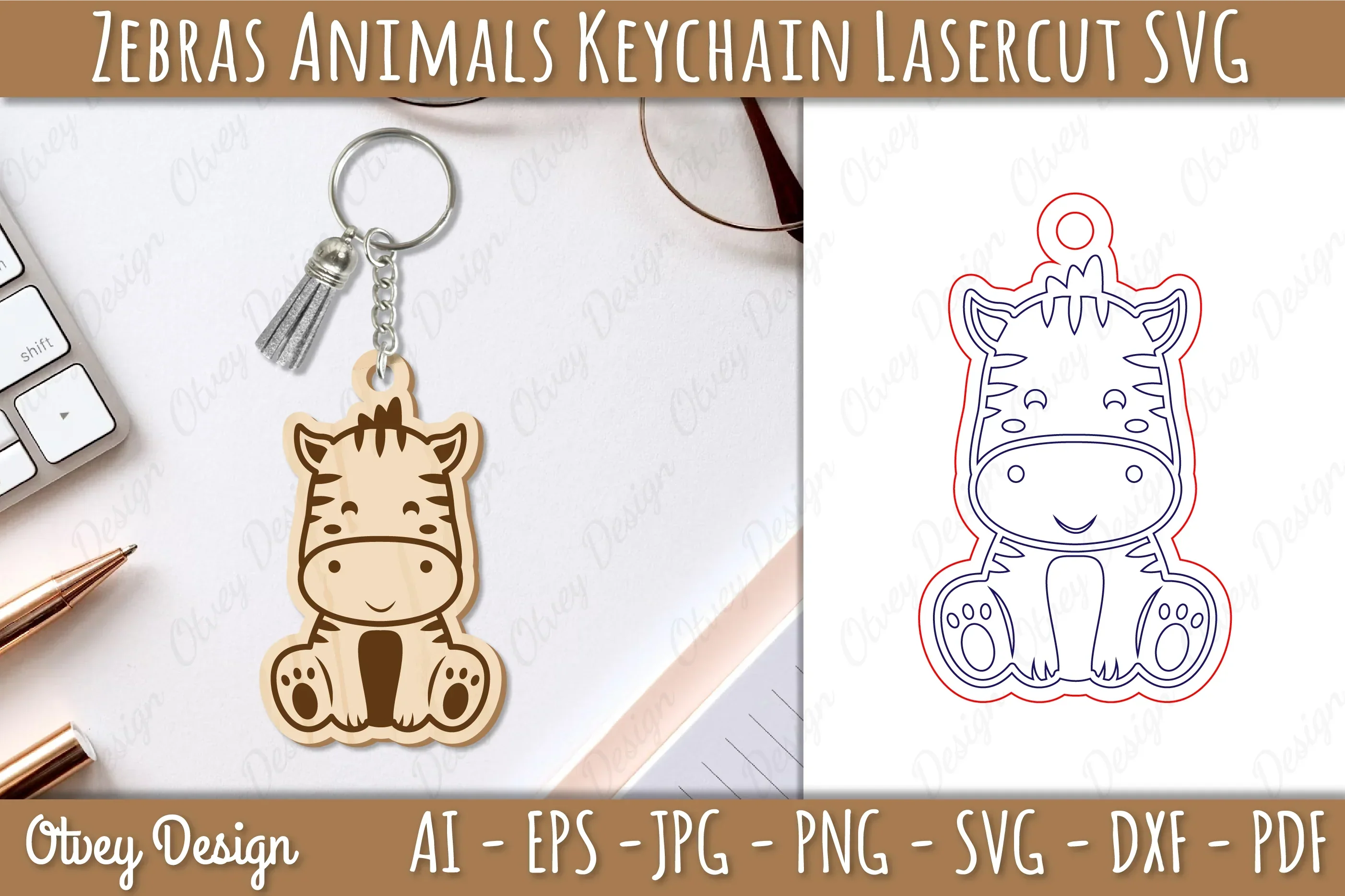 Zebra Animal Keychain SVG Bundle