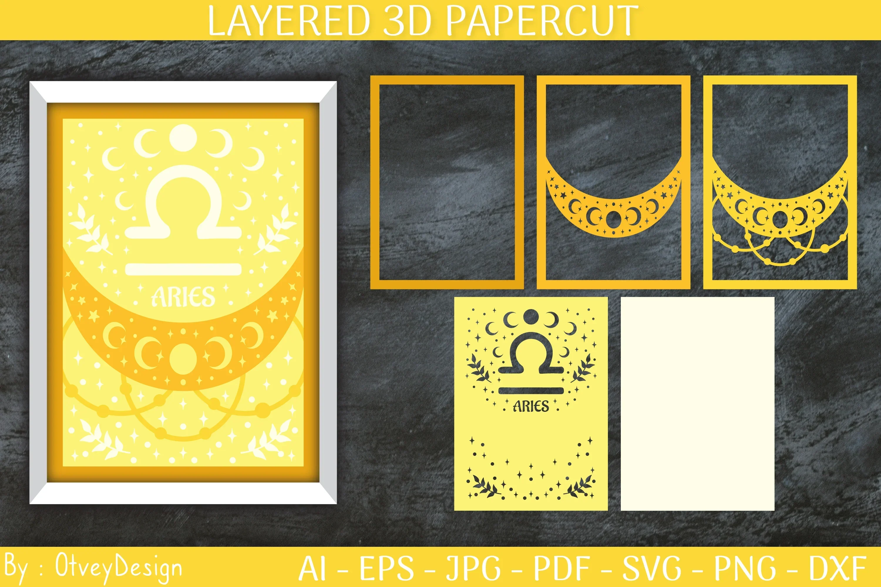 Zodiac Signs Celestial 3D Layered Papercut SVG Bundle
