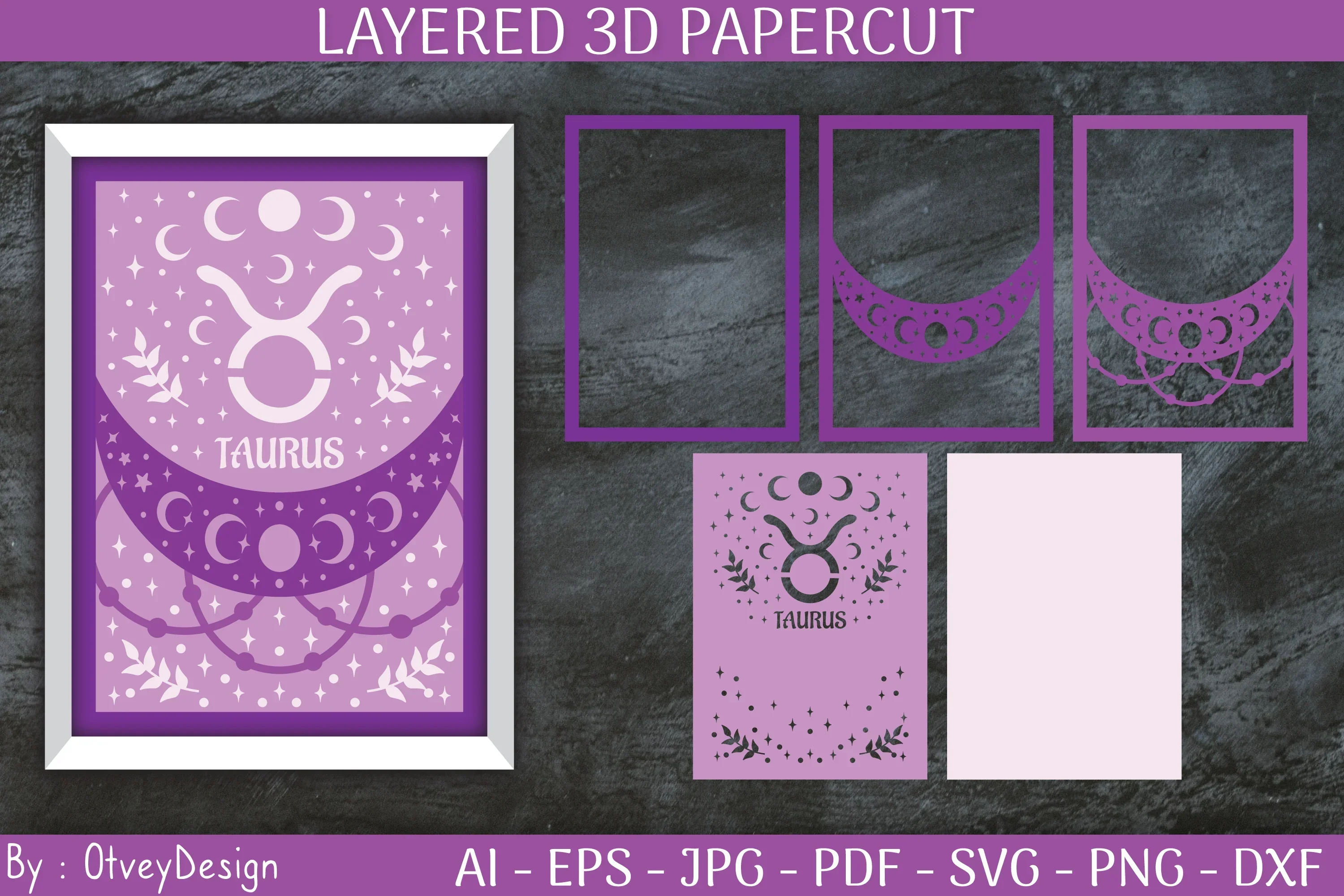 Zodiac Signs Celestial 3D Layered Papercut SVG Bundle