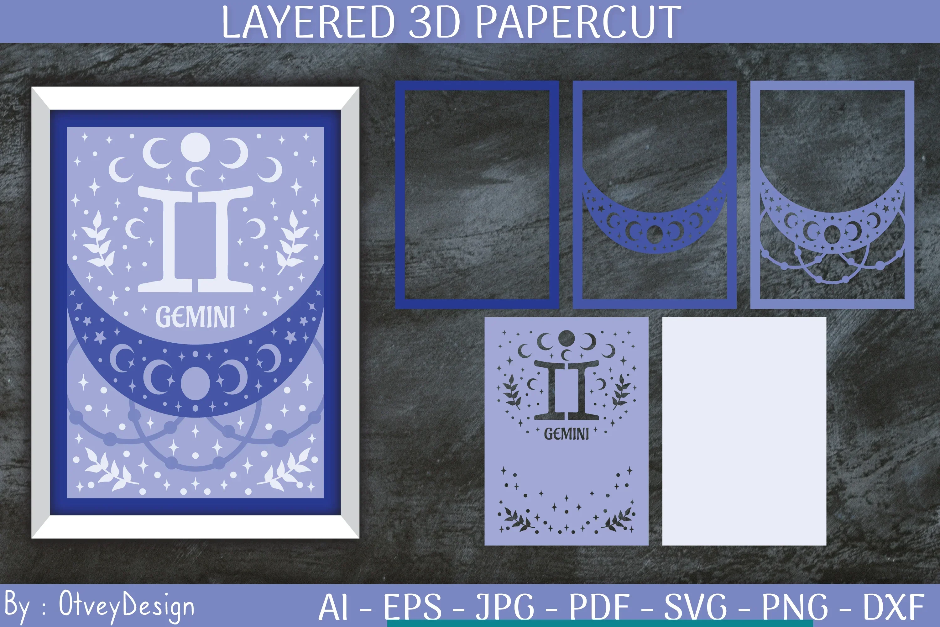 Zodiac Signs Celestial 3D Layered Papercut SVG Bundle